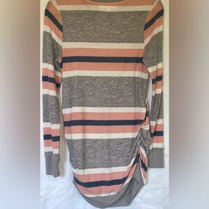 Love Tree Gray and Pink Striped Long Sleeve Top